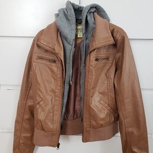 Maralyn & Me: Hooded Faux Leather Jacket